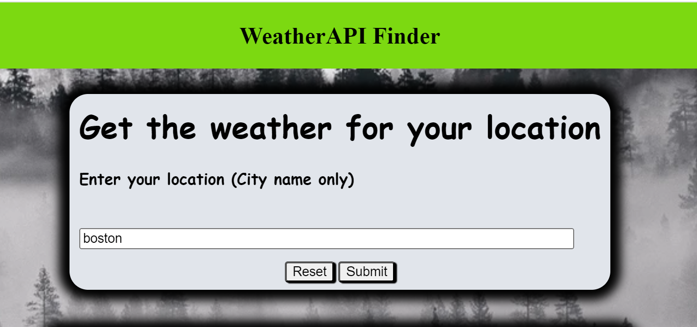 An application that returns a user the weather in a given location